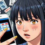 **

A frustrated woman looking at her smartphone bill, which is comically large and overflowing with yen signs (¥¥¥). In the background, subtle images of high-speed data usage (streaming video, online gaming) are visible. The overall mood is slightly exasperated but also determined, hinting at her resolve to find a better plan. Style: Clean, modern illustration, possibly with a slight manga influence in the character's expression. Colors: Mostly cool blues and grays, with pops of red and yellow to emphasize the high cost. Text (subtle): 料金高すぎ！ (Ryōkin takasugi! - "The bill is too expensive!")

**