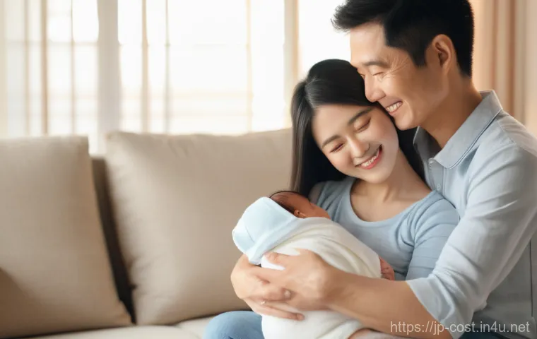 입양 비용 - **Image Prompt 1: A warm and tender family moment as two loving parents, a Japanese couple in their ...