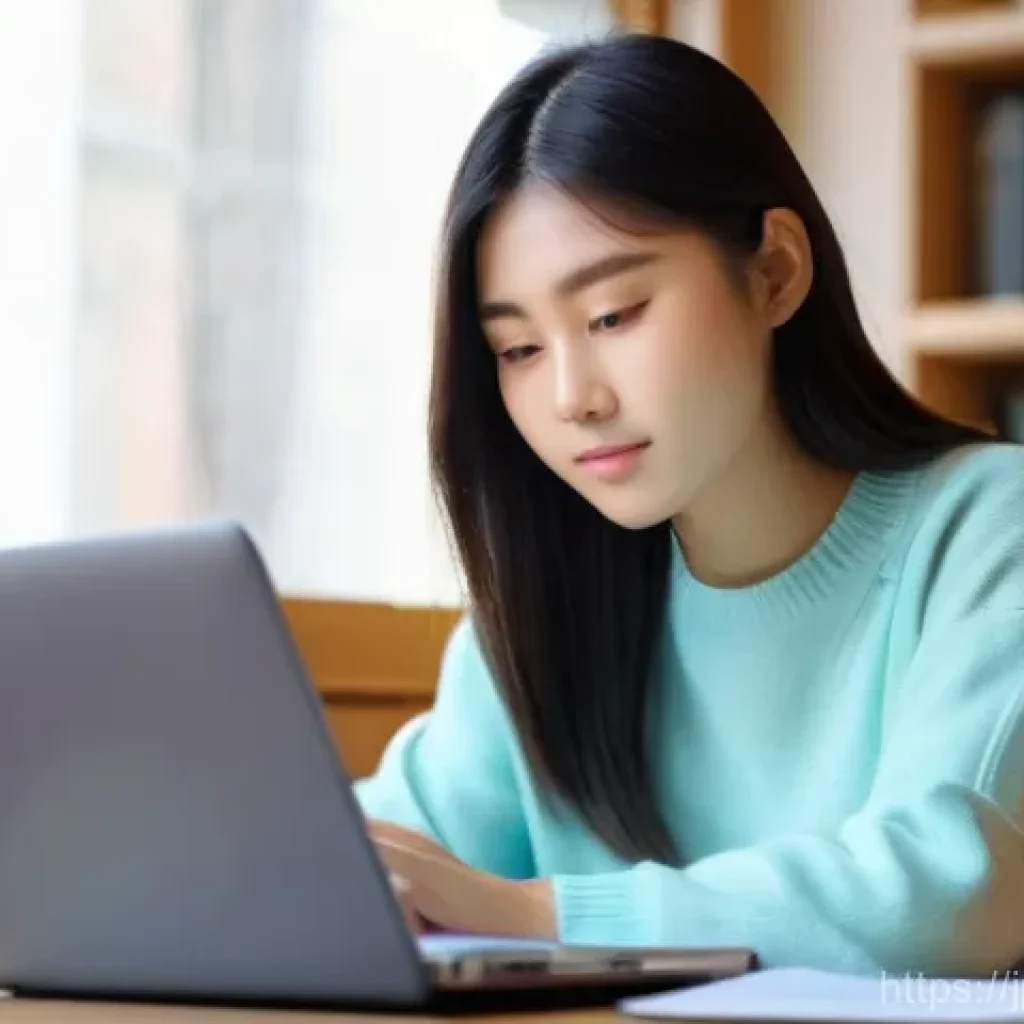 대학 등록금 비용 - **Prompt: Diligent University Student Researching Scholarships**
    A focused young Japanese woman,...